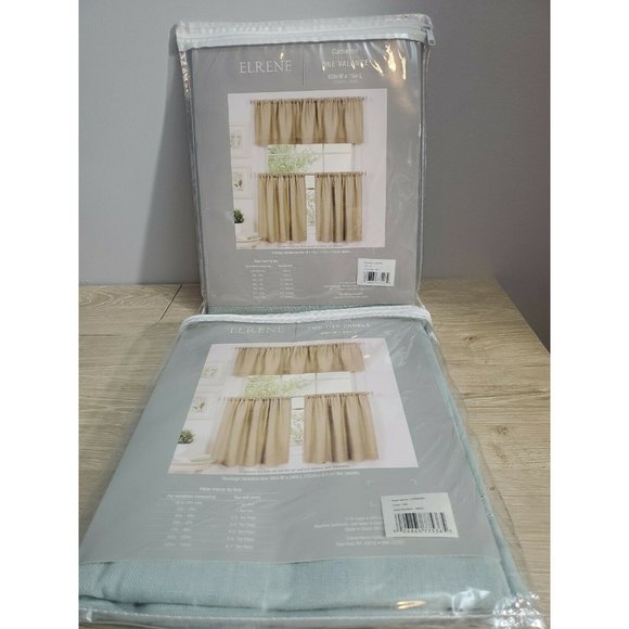 Elrene Cameron MIL Curtains 2 Tier Panels 30"x24" and Cameron 60" x 15" Valance - Picture 1 of 7